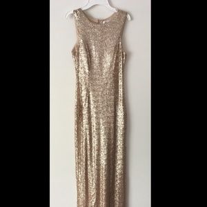 Gold Sequined Prom Dress